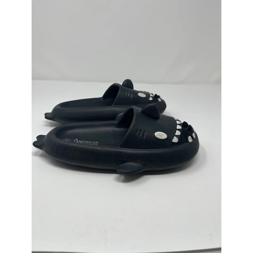 American Exchange Shark Slides Kids Black White 4 EU 34-35 Novelty Fun Sandals
